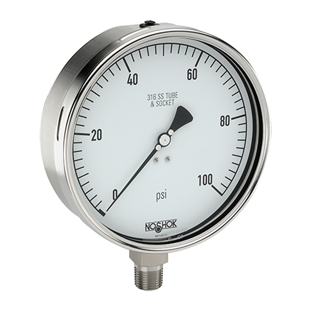 400 Series Stainless Steel Dry Pressure Gauge, 0 psi to 1,000 psi