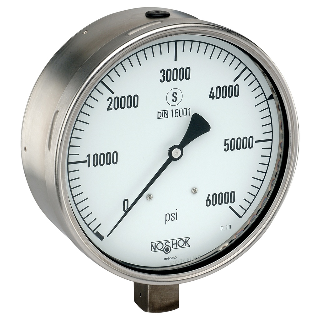 500 Series Stainless Steel Liquid Filled Pressure Gauge, 0 psi to 30,000 psi