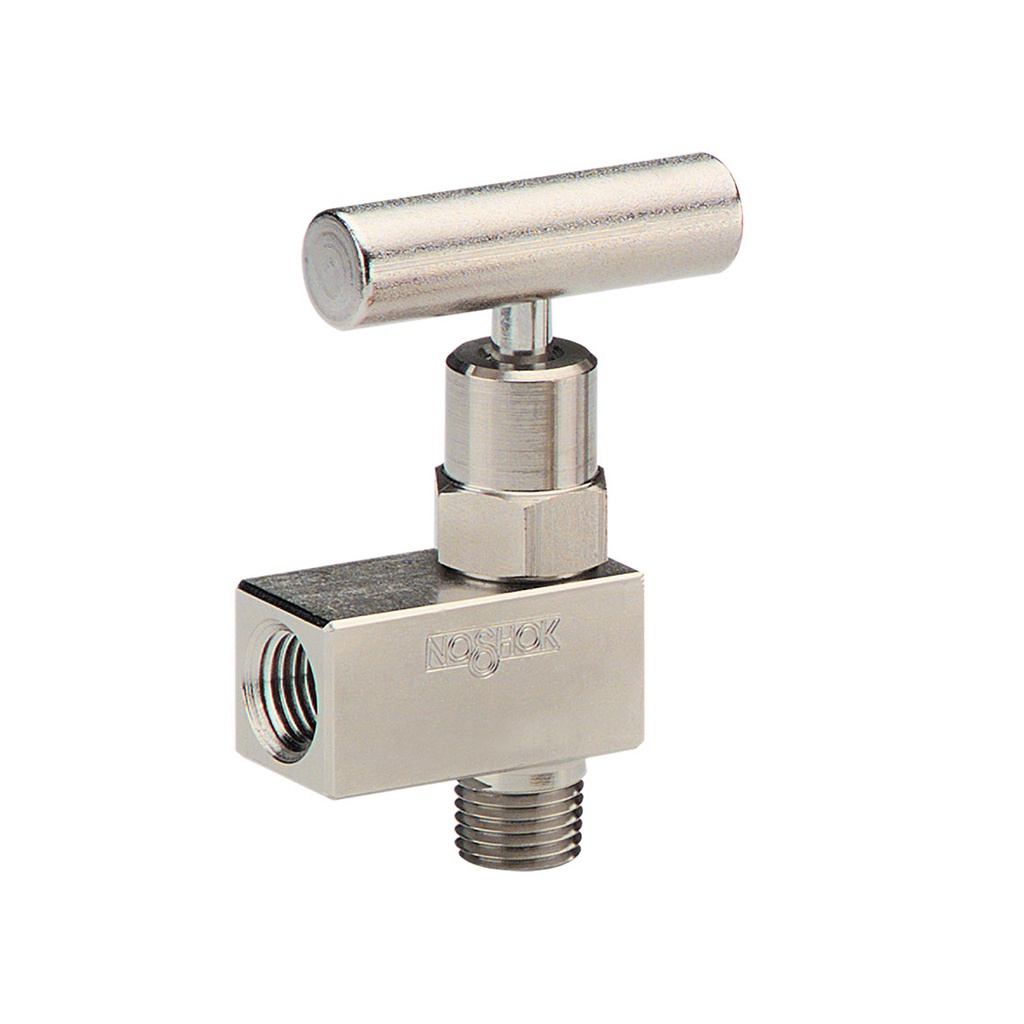 100 Series Mini, Hard Seat Needle Valve, 1/4" NPT, Female x Female, Angle, 316 SS, 0.172" Orifice w/Panel Mount and 2-1/2" T Handle