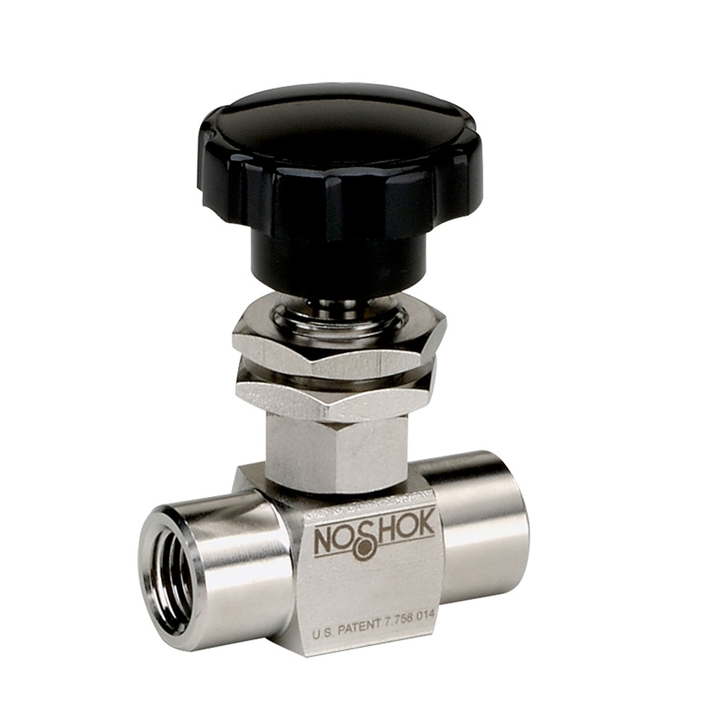 100 Series Mini, Hard Seat Needle Valve, 1/4" NPT, Female x Female, 316 SS, 0.172" Orifice w/Panel Mount and 1-3/8" Phenolic Handle