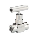 100 Series Mini, Hard Seat Needle Valve, 7/16-20 Unified Fine UNF 2B, Female x Female, Extended, Steel, 0.172" Orifice w/Round Knurled Handle