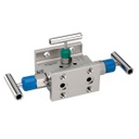 3510 Series 3-Valve Differential Pressure Manifold Valve, Soft Seat, Flange x 1/2" NPT Female, 316 SS, 0.375" Orifice