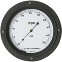 Mid-West 109 Aluminum Differential Pressure Gauge, 4.5" Dial, 0 to 1500 psig (0 to 15 psid), 1/4 NPTF SS Back Mount