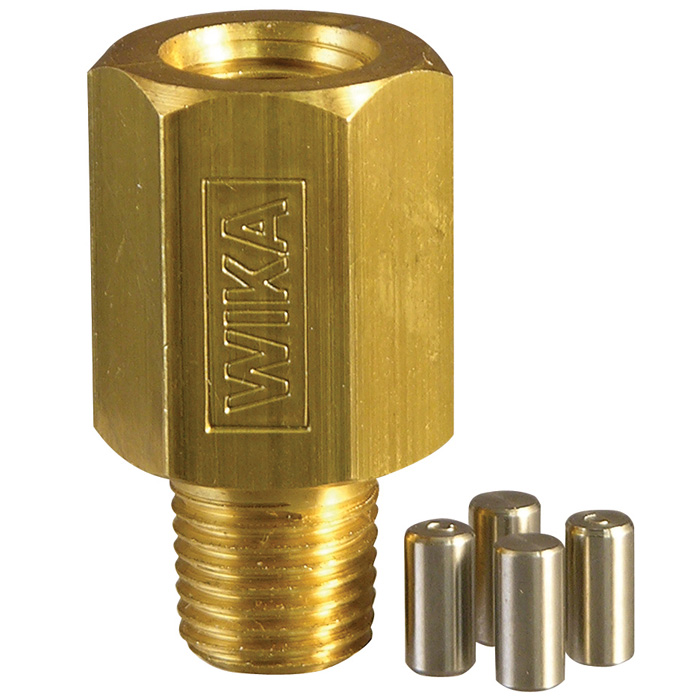 Wika 910.12.300 Series Throttling Snubber, Brass, 1/4" NPT, 3400 psi