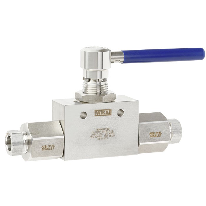 Wika Series HPBV High Pressure Ball Valve, 316L SS, 1/4" NPTF to 1/4" NPTF, 15000 psi, 0.25 in. (6.4 mm) Bore