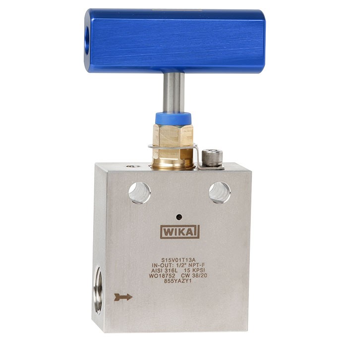Wika HPNV Series High Pressure Needle Valve, 316L SS, 1/2" NPTF to 1/2" NPTF, 15000 psi Pressure Rating