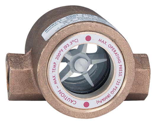 SIGHT FLOW INDICATOR, BRASS, 1/2"NPT, DBL WINDOW