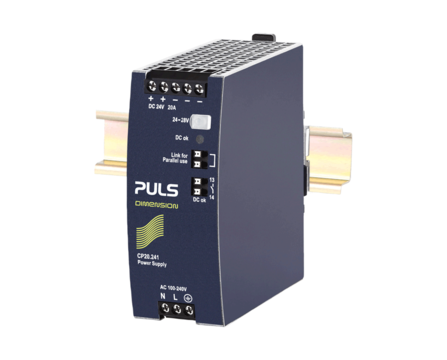 PULS Redundancy Power Supply, 480W, 100-240VAC 1PH, 24VDC, 20A with Spring Clamps