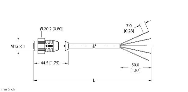 Turck Actuator and Sensor Cordset, Connection Cable (EKRT-A5.500-GC2K-15)