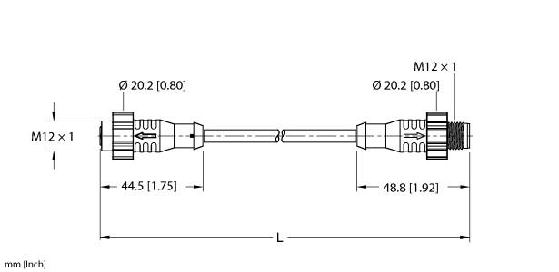 Turck Actuator and Sensor Cordset, Extension Cable (EKRT-ESRT-A4.400-GC2K-10)