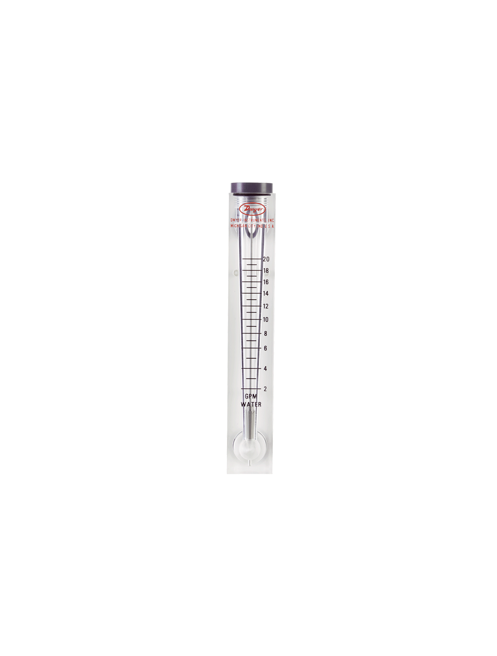 Visi-Float Acrylic Flowmeter, 5" Scale, 2-20 GPM, 1" FNPT End Connection