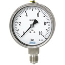Wika 233.50 Series 4.5" SS Pressure Gauge, 0 to 15 psi, 1/2 NPT, LM, Glycerin Filled