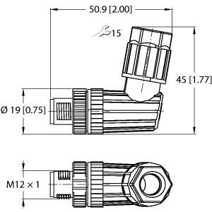 Turck Accessories for Sensors and Actuators, Field-Wireable Connector, Male Connector M12 × 1, Angled (FW-EWSPM0426-SA-P-0408)