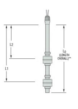 Gems LS-800, 1/2" NPT Mount, 32" Length, L1=30", L2=24" (LS-800-1-SS-SS-SPST-020-GR1-2)