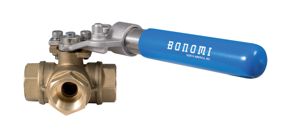 355N SRL / 365N SRL Combi-Sfer Series 3-Way Brass Ball Valve, FNPT, Threaded Standard Port, with Deadman Spring Return Handle