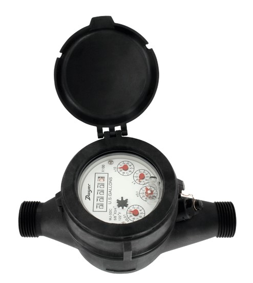 Multi-Jet NSF Certified Lead Free Plastic Water Meter 10 GAL Pulse Output 1"
