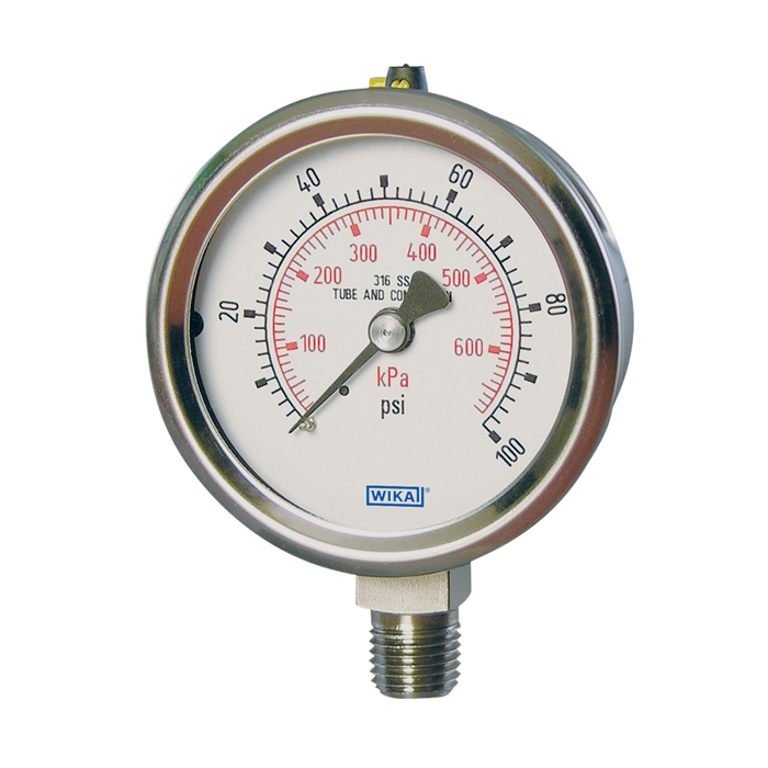 Wika 232.53 Series 2.5" Stainless Steel Dry Pressure Gauge, 0 to 300psi, 1/4 NPT, LM, NACE Sour Gas Service