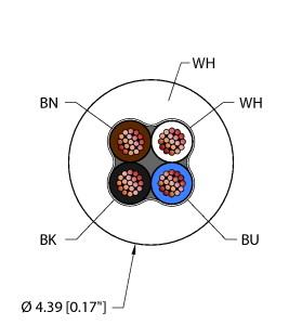 Turck Washdown Cable, Reelfast™ Bulk Cable (WHT,TPV,4X22)
