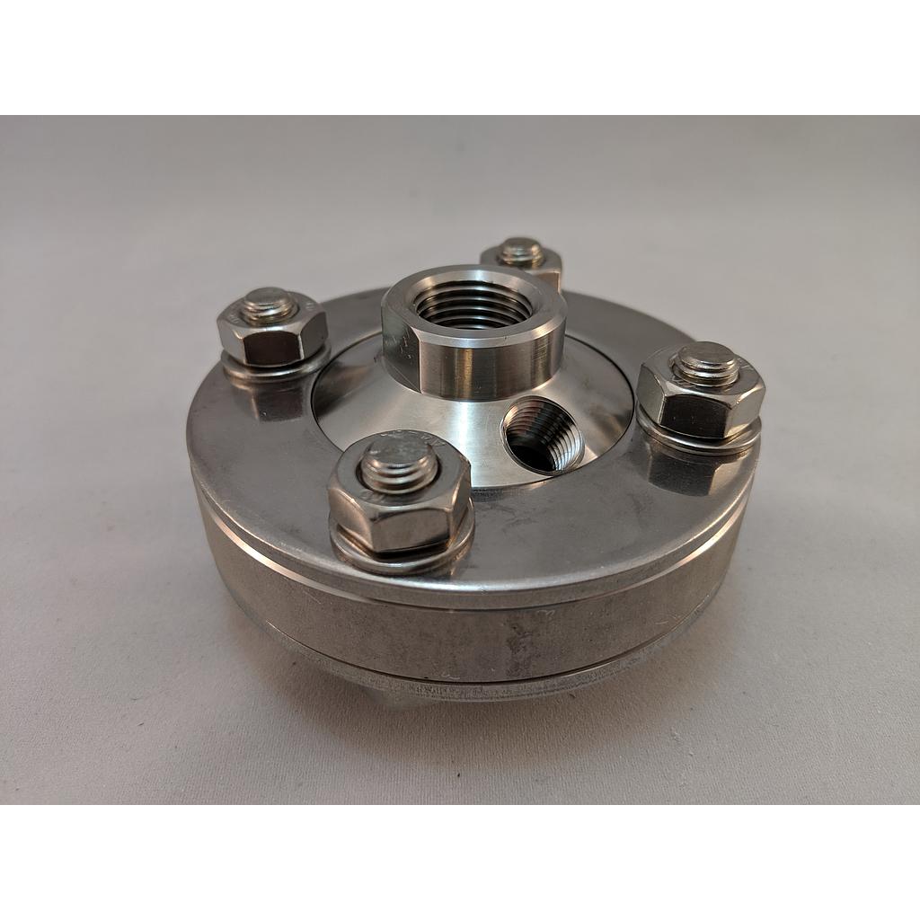 Wika L990.10.N4FXN8F.SS.SS-2.SS.SS.VI.1500.PLUG, 1/2" x 1" Process Connection, Stainless Steel Upper, Lower & Diaphragm, 1/4" Flushing Connection w/Plug, Viton O-Ring