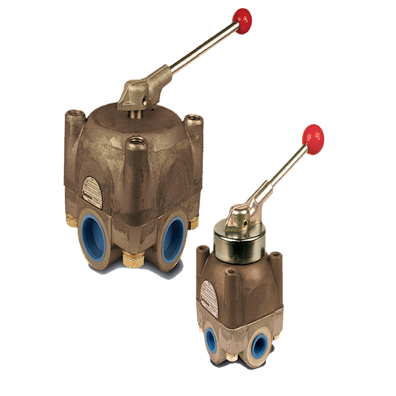 Barksdale 9040 Low Pressure OEM Valve, 1" NPT Ports, In-Line, 500 psi max. Air or Hydraulic Fluid, Closed Center Flow Pattern, Three Position