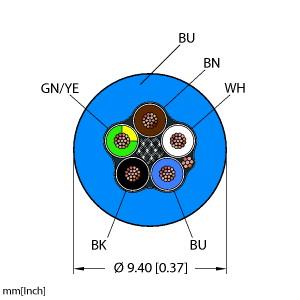 Turck Instrumentation Tray/Exposed Run/Direct Burial Cable, Reelfast™ Bulk Cable (BLU,PVC,5X18,S-DF,ITCERDB,MS40)