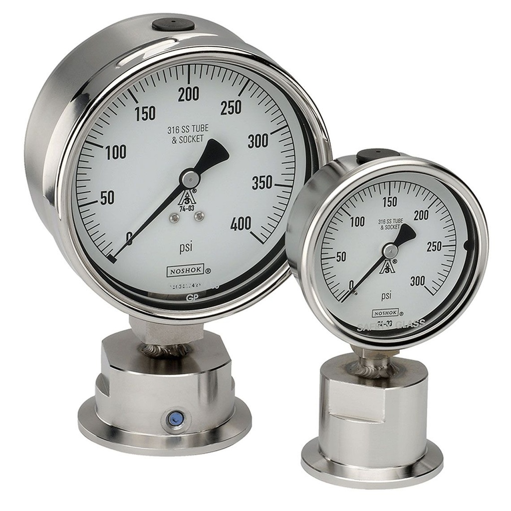 2.5 Sanitary Gauge, 0 to 60 psi, 2 Clamp, Glycerin Fill