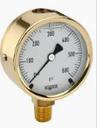 300 Series Brass,  Liquid Filled Pressure Gauge, 0 psi to 5,000 psi, SAE J1926-3:7/16-20 Adjustable Connection, 1/4" Bottom Connection