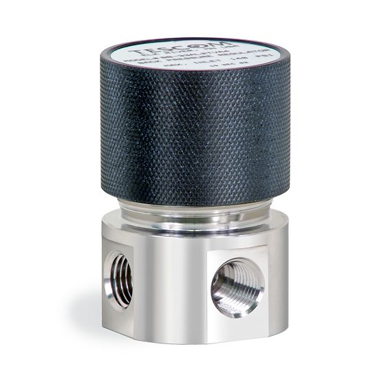 TESCOM BACK PRESSURE REGULATOR, 316 SS BODY, ADJUSTABLE LOAD, 0-140PSI, PTFE SEAT, KALREZ O-RING, 1/4"NPT