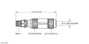 Turck Actuator and Sensor Field Wireable, M8 × 1, Male, Straight (BS 5136-0)