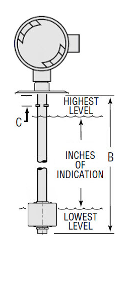 XT-800 Series Continuous Level Transmitter, XT800-6-SS-SS-.25-29.5-53100-J-H---rings