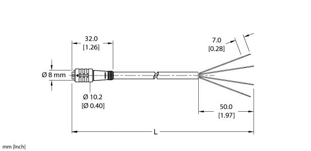 Turck Actuator and Sensor Cordset, Connection Cable (PKG 4Z-6)