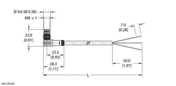 Turck Actuator and Sensor Cordset, Connection Cable (PSW 3M-2)