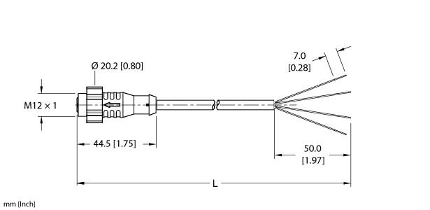 Turck Actuator and Sensor Cordset, Connection Cable (EKRT-A4.400-GC2K-10)