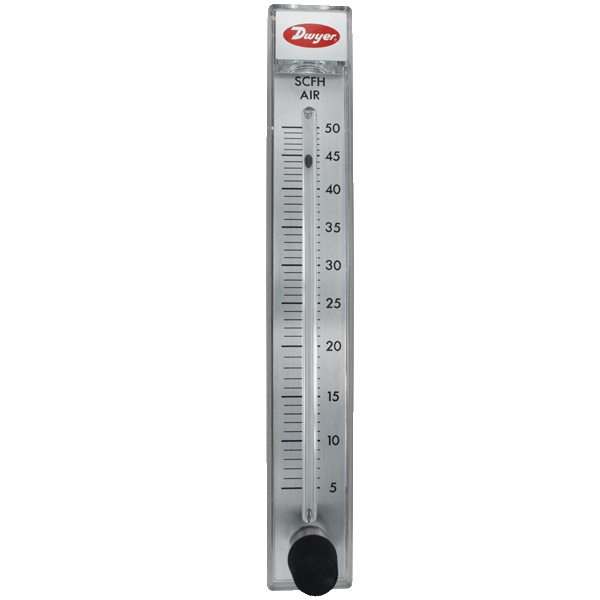Flowmeter, range .8-7 GPM water. 10" scale, SS valve