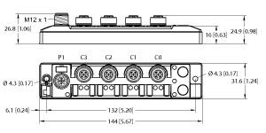Turck I/O Hub for connection of digital signals to IO-Link Master, 8 Universal Digital Channels, 4 M12 Ports (TBIL-S4-8DXP)