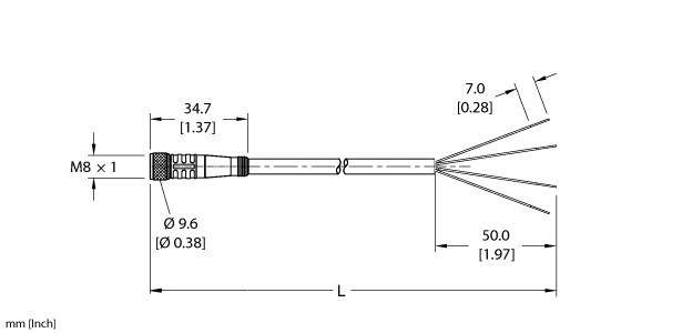 Turck Actuator and Sensor Cordset, Connection Cable (PKG 4M-10)