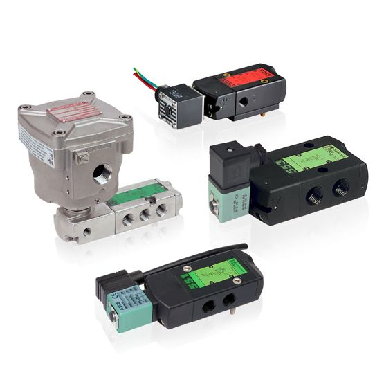 551 Series Solenoid Spool Valve, 1/4" NPT, 24 VDC, 1/4 X 1/4 Aluminum