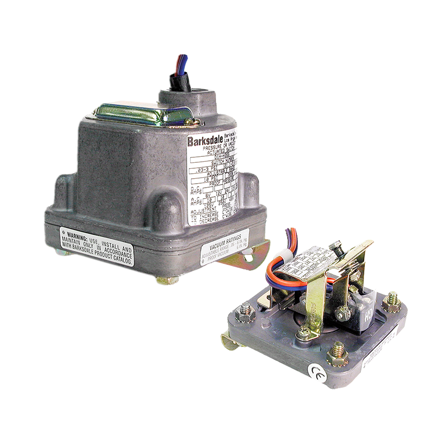 Barksdale D2H Diaphragm Pressure Switch, Dual Setpoint Housed, 10 Amps @ 125/250 VAC; 3 Amps @ 480 VAC, 1.5 to 150 psi