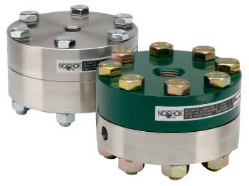 Noshok Type 10 Bolted Diaphragm Seal, 1/2" NPT SS Upper, 1" NPT SS Lower Housings, SS Diaphragm, NBR O-Ring, 1/4" NPT Flushing Port, 2000 PSI MAX