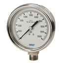 Wika 232.54 Series 2" SS Pressure Gauge, Dry/Fillable, SS Wetted Parts, Removable Ring