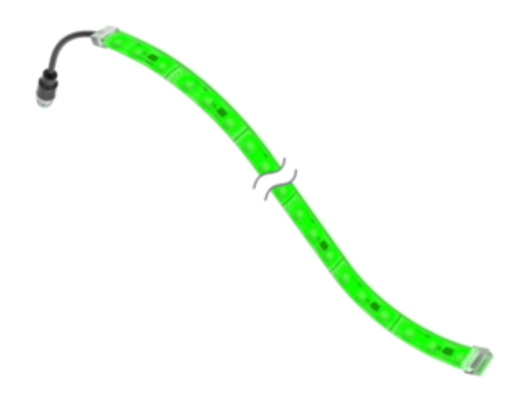 WLF12PXRGB900SQP WLF12 Pro Flexible Strip: 900 mm. 12 V dc or 12-30 V dc when using LC25 LED Controller. IP66, IP67, IP69K. RGB; Clear; Non-Cascadable. 150 mm (6 in) 4-pin M12 PVC Pigtail QD