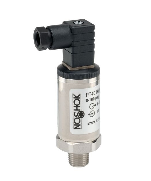 PT40 Series High Accuracy Fixed Range Pressure Transmitter, 0 to 4000 PSIG, ±0.25% of span, 4-20mA, 2-Wire, 1/4" NPT Male External, 0.8mm Internal Threaded Orifice, DIN Form C - Mini Hirschman Connector, Field Adjustable Offset and Span
