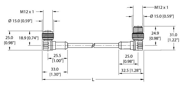 Turck Actuator and Sensor Cordset, Extension Cable (WK 4.4T-4-WS 4.4T)