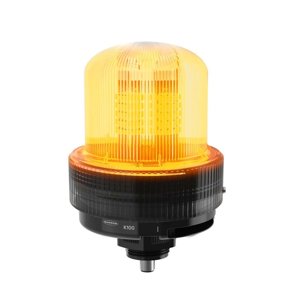 K100 Basic Daylight Visible: 1 Color Beacon  12-48 V dc; Polycarbonate; IP66,  Yellow