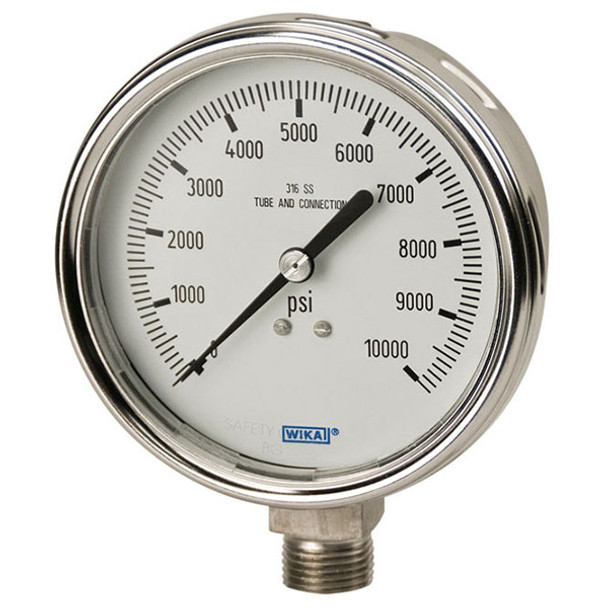 Wika Pressure Gauge - 233.54.100 10000 psi 1/4 NPT lower mount