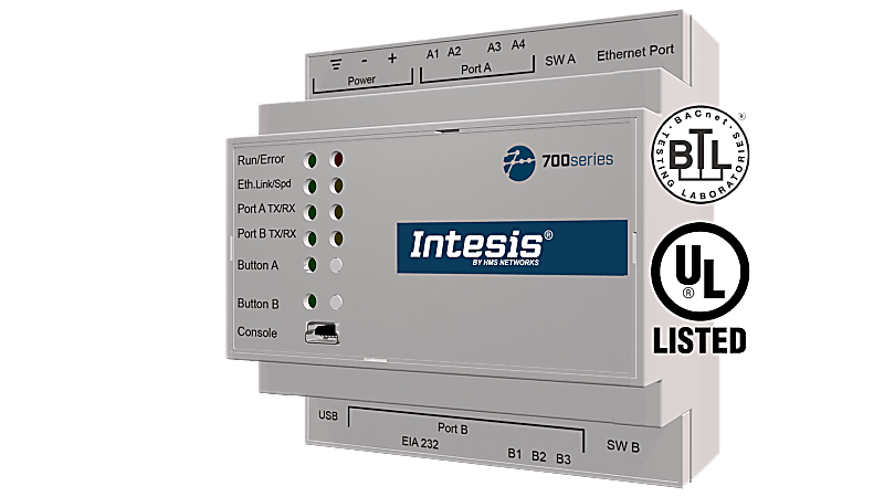 Intesis Modbus TCP & RTU Master to BACnet IP & MS/TP Server Gateway - 1200 points
