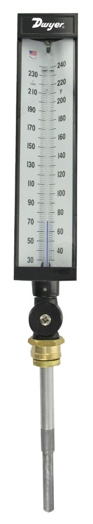 Industrial thermometer, range 30 to 240°F (0 to 115°C)