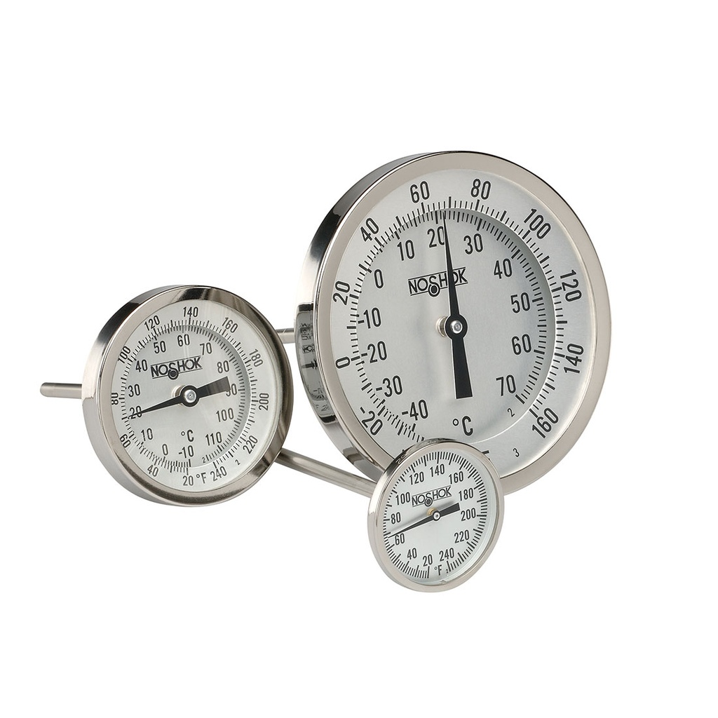 100 Series Industrial Type Bimetal Thermometer, 0 to 140 °F, 1/2" NPT, 6" Stem, 0.250" Stem Diameter