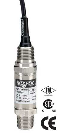621 Series Explosion-Proof Pressure Transmitter, 1/4" NPT male, 0-60 PSIG, 4-20 mA, 2-wire, 20' Cable/lead