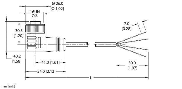 Turck Actuator and Sensor Cordset, Connection Cable (WKM 40-5M) 